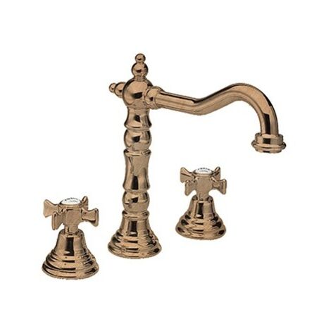 Mélangeur Lavabo 3 Trous Bec Potence +Vidage Or Rose Brosse CHAMBORD - CRISTINA ONDYNA CH11234P