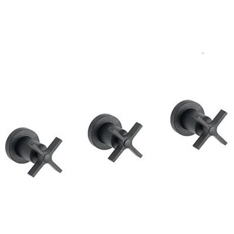 Douche Cross Road Encastre Melangeur 2 Sorties Chrome Noir Brosse Robinetterie CROSS ROAD - CRISTINA ONDYNA CR11475 (1/2)