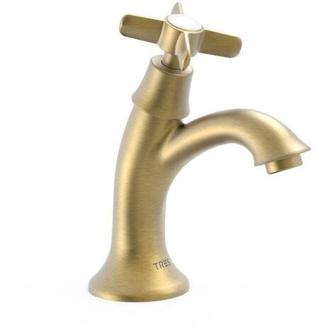 Robinet lavabo 1 seule eau ou prémélangeur Laiton Vieilli Mat - TRES 24250301LM (1/2)