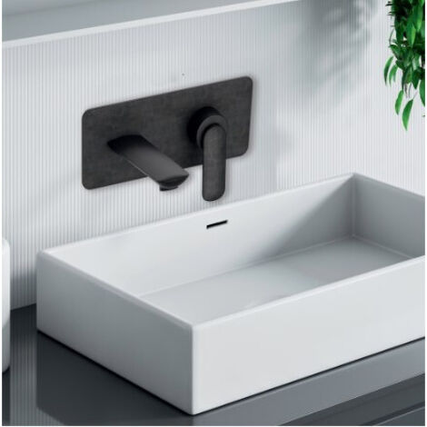 Façade mitigeur lavabo encastré avec bec de 225 mm Chromé Noir Brossé - CRISTINA ONDYNA FL25875 (1/2)