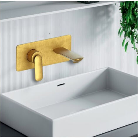 Façade mitigeur lavabo encastré avec bec de 185 mm Or Brossé - CRISTINA ONDYNA FL25696P (1/2)