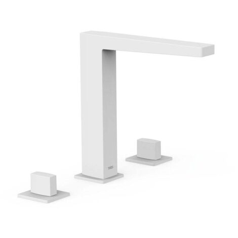TRES 20210501BM SLIM Grifo Bimando De Repisa para Lavabo Color Blanco Mate - ref: 20210501BM (1/2)