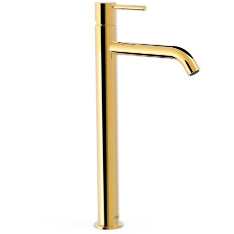 TRES 26230801OR STUDY Grifo Monomando XXL Caño Alto para Lavabo Color Oro 24K - ref: 26230801OR (1/2)