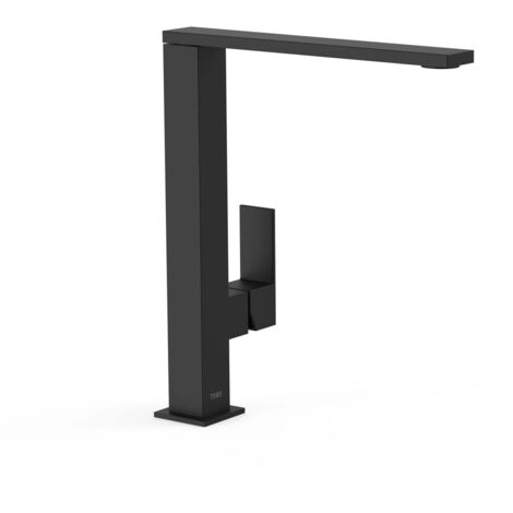 TRES 00648501NM CUADRO Grifo Monomando Caño Alto con Maneta Lateral para Lavabo Color Negro Mate - ref: 00648501NM (1/2)