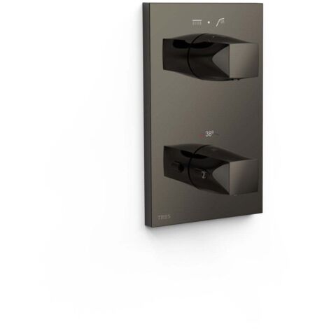 Pièce apparente pour boîtier encastré Therm-box 2 voies Noir Métallisé - TRES 21125001KM (1/2)