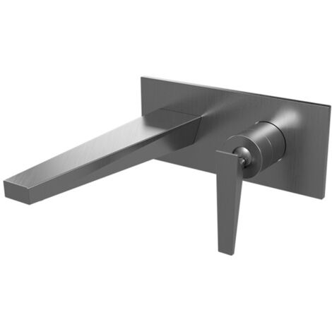Façade mitigeur lavabo encastré saillie 20 cm Métal Brossé Fractal - CRISTINA ONDYNA FT25877 (1/2)
