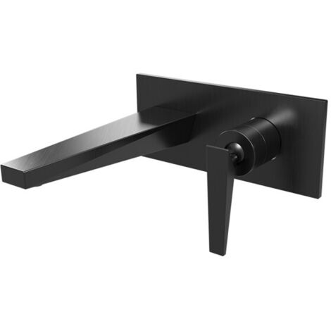 Façade mitigeur lavabo encastré saillie 18 cm Chromé Noir Brossé Fractal - CRISTINA ONDYNA FT25675 (1/2)