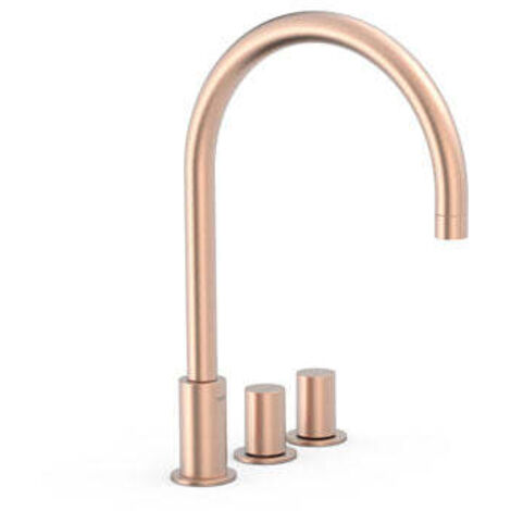 Mélangeur sur gorge pour lavaboÀ installation libre Or Rose Mat 24K - TRES 06110501OPM (1/2)