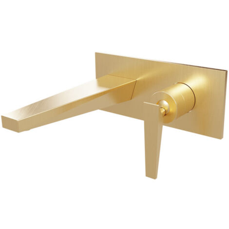 Façade mitigeur lavabo encastré saillie 18 cm Or Brossé Fractal - CRISTINA ONDYNA FT25696P (1/2)