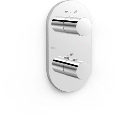 Pièce apparente pour boîtier encastré Therm-box 2 voies Chrome - TRES 21525001 (1/2)