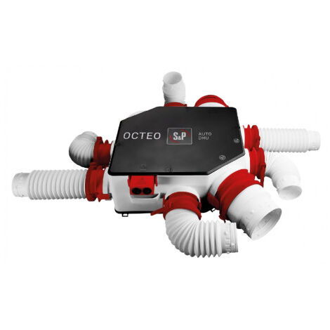 Unelvent – Kit VMC simple flux autoréglable – 6 piquages Ø80/125mm – Débit max 17W – Niveau sonore 25 dB(A) – Installation facile en combles