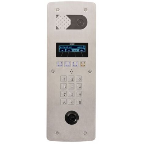 Urmet – Platine vidéo à défilement 2Voice – Inox 316L brossé – Résistance extrême en air salin – Afficheur OLED 2 lignes – Caméra grand angle 120°