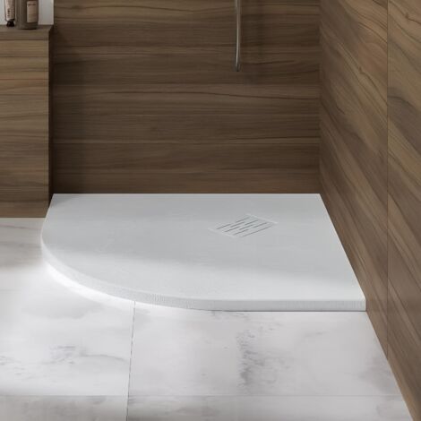 Receveur Kinerock Evo aspect minéral blanc 90x90 1/4 rd - KINEDO RD9005 (1/3)
