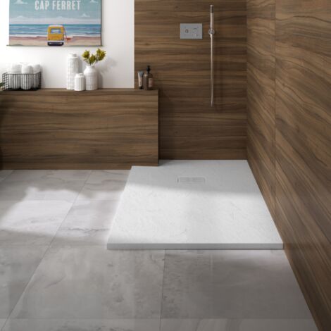Kinedo – Receveur de douche à poser 180x90 cm en composite minéral blanc – Bonde extra-plate incluse – Adhérence forte C/PN24 - RD9034 (1/5)