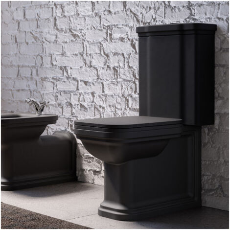 Cristina Ondyna – Bloc WC suspendu céramique noir mat – Type de bride standard – Chasse d'eau double – Hauteur 40cm – Capacité bac 6L – WD411713 (1/2)