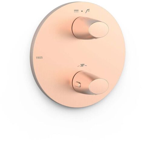 Mitigeur douche encastré 2 voies Therm-box Or Rose Mat 24K - TRES 28125001OPM (1/2)