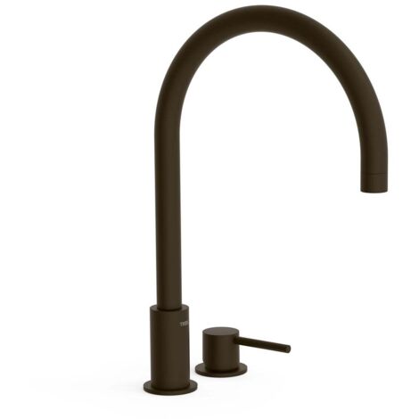 Lavabo mitigeur sur gorge Noir Métallisé Brossé STUDY - TRES 26110501KMB (1/2)