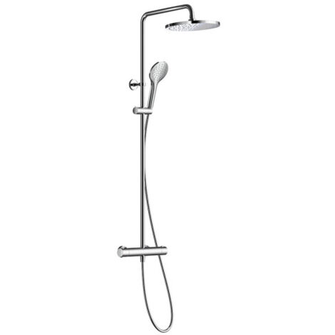 Cristina Ondyna – Colonne de douche thermostatique chromée – Pomme haute orientable – Monojet – Flexible 150 cm – SP45851