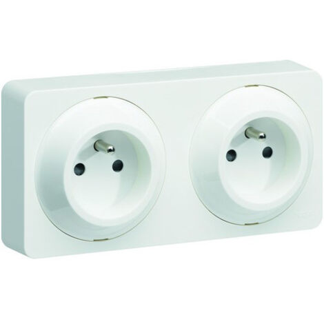 Prise de courant double horizontale ou verticale 2P+T complète – Indice de protection IP44 – Pour installation intérieure – HAGER (1/3)