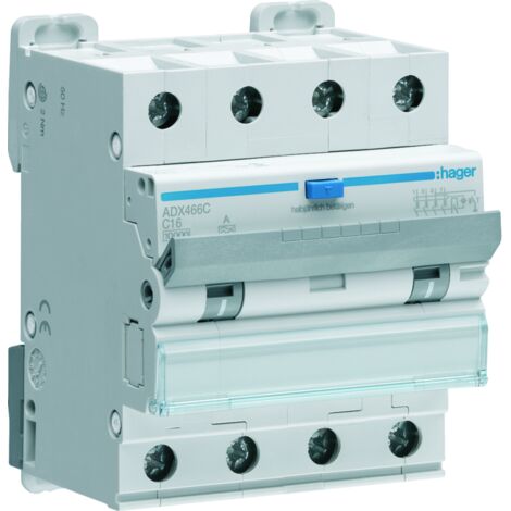 Disj. diff. 4P 10kA C-16A 30mA type A - HAGER ADX466C (1/3)