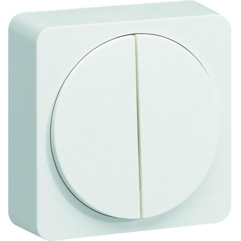 ateha Double Interrupteur Va et Vient ou poussoir complet - HAGER WJC040B