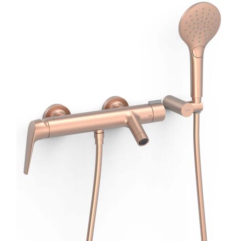 Mitigeur mural pour baignoire et douche Or Rose Mat 24K - TRES 28117001OPM (1/2)