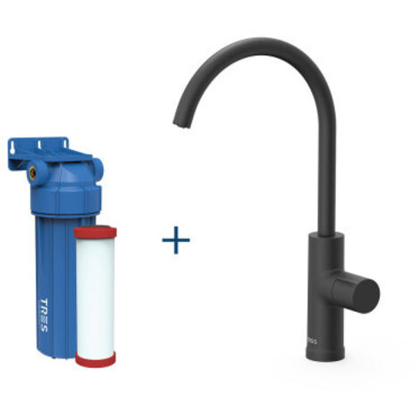 Robinet de cuisine à une voie pour eau filtrée BLACKMAT (noir mat) - TRES 23050401NM (1/2)