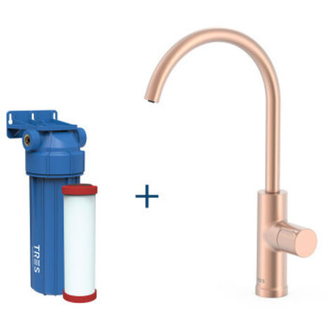 Robinet de cuisine à une voie pour eau filtrée Or Rose Mat 24K - TRES 23050401OPM (1/2)