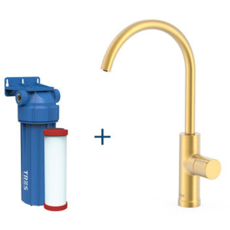 Robinet de cuisine à une voie pour eau filtrée Or Mat 24K - TRES 23050401OM (1/2)