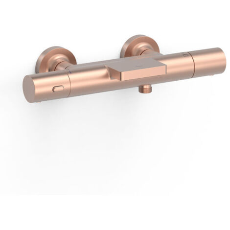 Mitigeur bain-douche thermostatique mural Over‑wall Or Rose Mat 24K - TRES 19017412OPM (1/2)