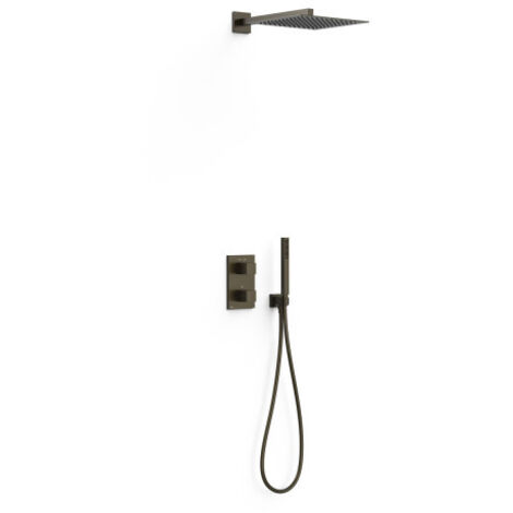 Kit douche robinet thermostatique encastré Therm-box à 2 voies Noir Bronze - TRES 00635004KMB (1/2)