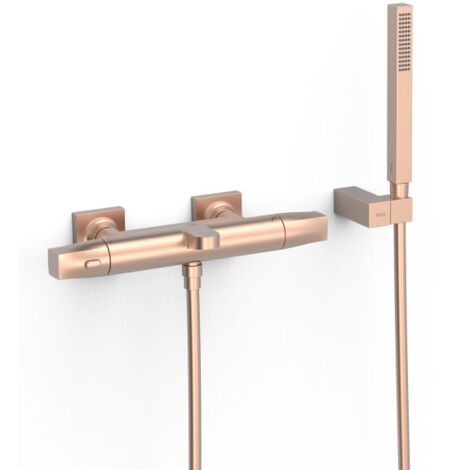 Robinet thermostatique mural pour baignoire et douche Or Rose Mat 24K - TRES 19017459OPM (1/2)