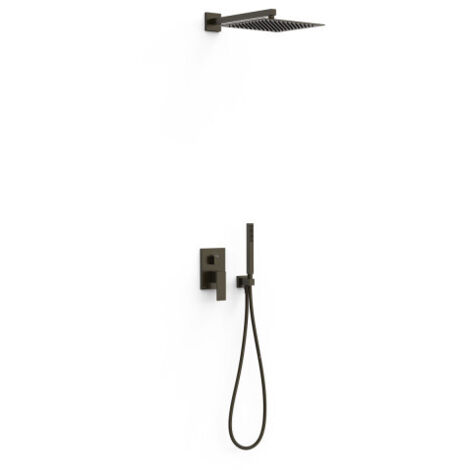Kit douche mitigeur encastré à 2 voies Rapid-box Noir Bronze - TRES 00638004KMB