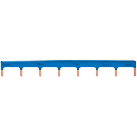 Barre de pontage 1 Pôle 63A languette 10mm² bleu 11 Modules HAGER KB963N (1/5)