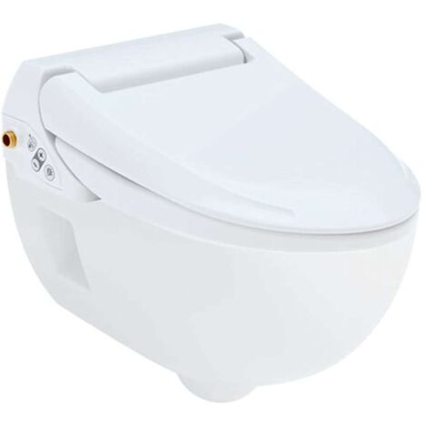 Geberit – WC-douche mural sans bride 13-16,5 cm – Céramique antibactérienne – Abattant softclose et quickrelease – Design blanc brillant (1/9)