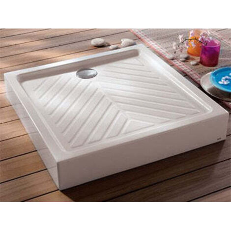Geberit – Receveur de douche carré 90x90 en grès – Épaisseur 160 mm – Antidérapant – À poser – 717100000 (1/3)