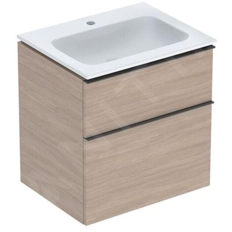 Pack lavabo slim 60 cm avec meuble Geberit iCon 2 tiroirs et siphon Chêne - GEBERIT 502.335.JH.1 (1/2)