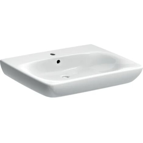 Lavabo à encastrer Geberit Renova Nr. 1 Comfort – 650 x 550 mm – Blanc – Avec trou pour robinet et trop-plein