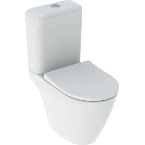 Geberit – Pack WC au sol Rimfree sans bride avec abattant frein de chute – Dimensions 63,5 x 35 cm – Céramique sanitaire blanche – Installation facile
