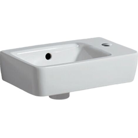 Vasque suspendue Geberit Renova Compact 40x25cm – Trou robinetterie à droite – Asymétrique – Avec trop-plein – Certifié NF (1/4)