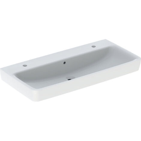Keramag – Lavabo mural Geberit Renova Plan 100x48 cm – 2 trous robinetterie – Rectangulaire avec trop-plein – Encastrable, combinable avec meuble bas