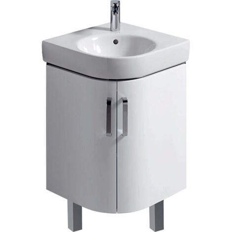 Meub. bas Geberit Renova Comp pour l-mains ang 2 portes 69x75.4-76.9x55 Blanc - GEBERIT 009917CBLBB (1/4)