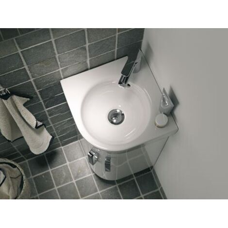 Meub. bas Geberit Renova comp. pour l-mains angle 2 portes 42.5x75.4-76.9x33 Blc - GEBERIT 009916CBLBB (1/4)