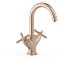 Mélangeur pour lavaboAvec volants. Flexibles d’alimentation G3/8. Or Rose Mat 24K - TRES 28310301OPM