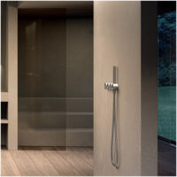 Bain Douche Mural 2 Sorties Chrome Noir Brosse Inox Pvd - CRISTINA ONDYNA PA16228