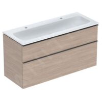 Pack lavabo slim 120 cm avec meuble Geberit iCon 2 tiroirs et siphon Chêne - GEBERIT 502.338.JH.1