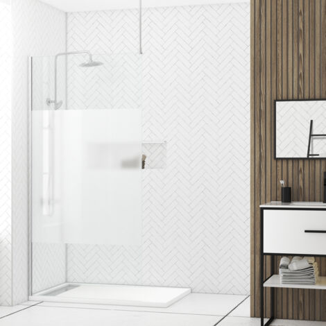 Aurlane – Paroi de douche 100x200 cm en verre trempé 8 mm – Profilé aluminium finition chrome – Barre plafond ajustable 60 cm – Installation réversible (1/5)