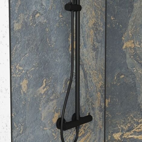 pack de 2 panneaux muraux pierre venus 90+120x210 cm avec profilés noir mat - stone'it