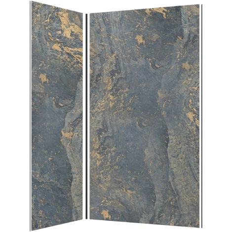 pack de 2 panneaux muraux pierre venus 90+120x210 cm avec profilés noir mat - stone'it