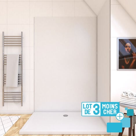 lot de 3 panneaux muraux pour salle de bains en aluminium blanc - 120x210cm - wall'it